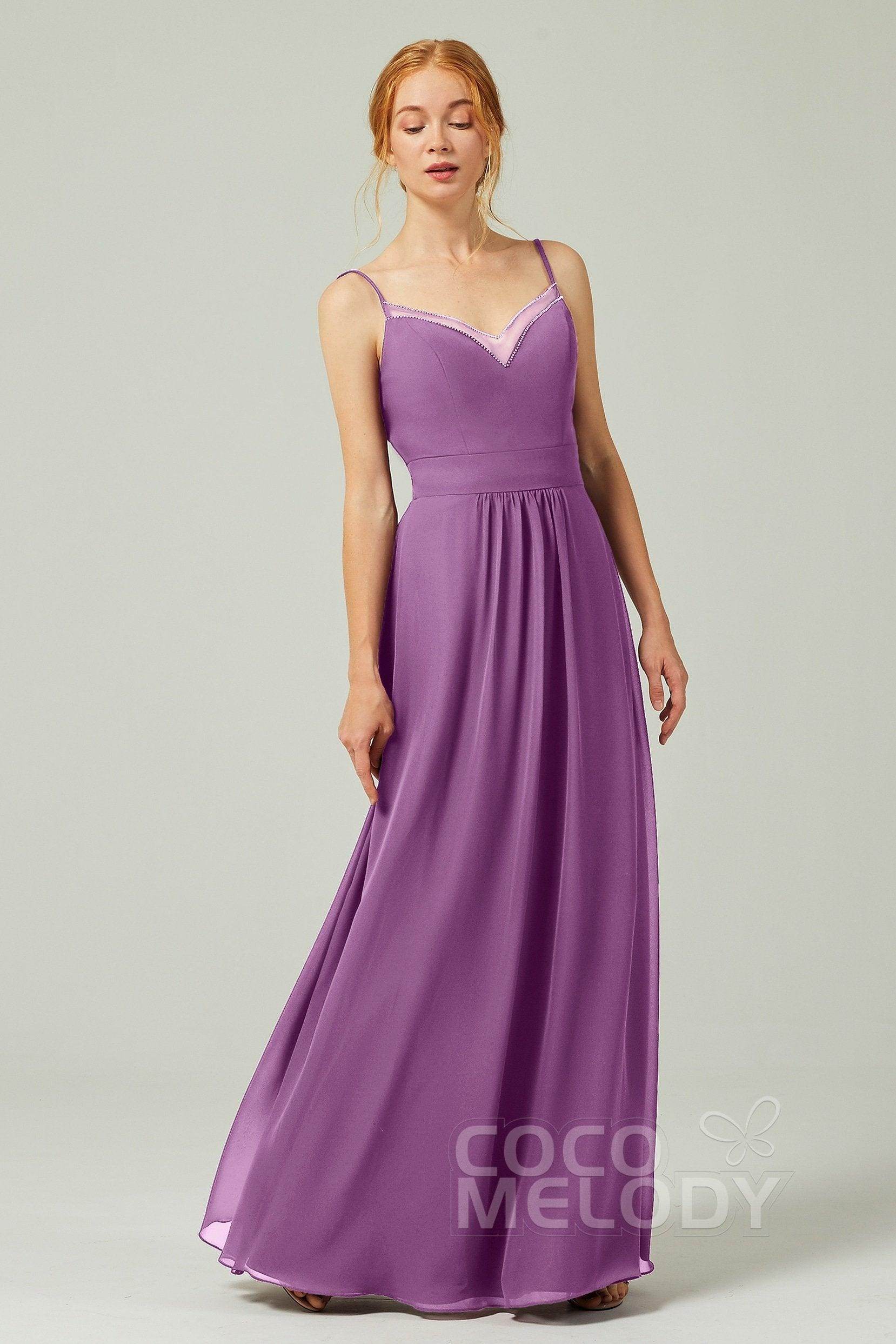 A-Line Floor Length Chiffon Bridesmaid Dress CB0293 - COCOMELODY