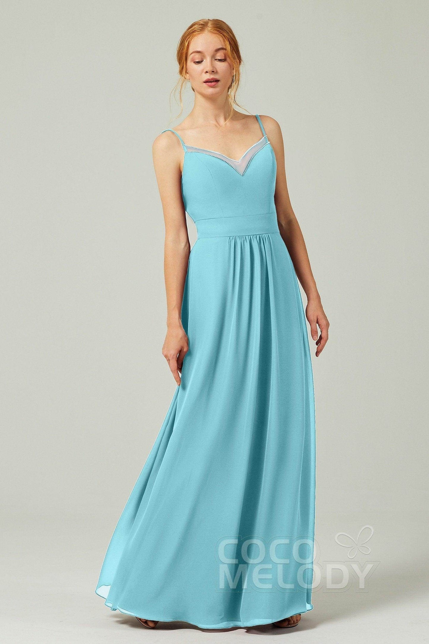 A-Line Floor Length Chiffon Bridesmaid Dress CB0293 - COCOMELODY