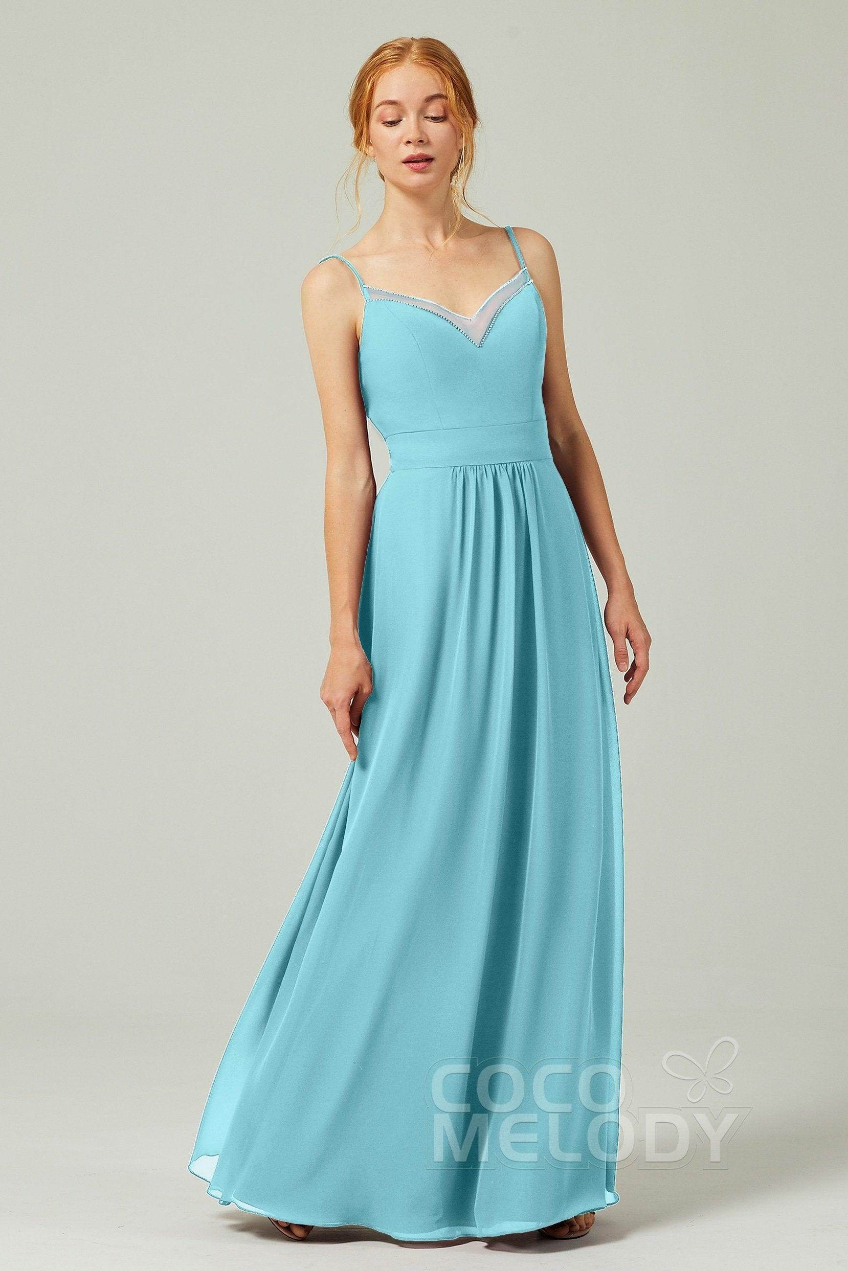A-Line Floor Length Chiffon Bridesmaid Dress CB0293 - COCOMELODY