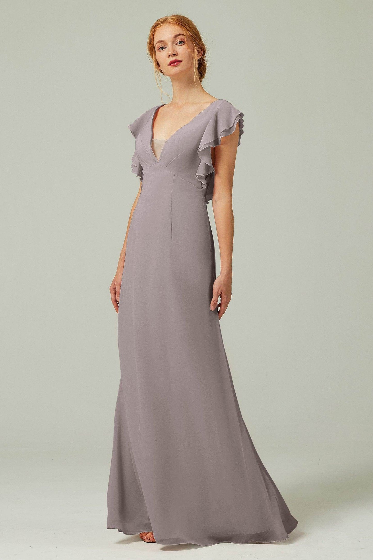 Sheath-Column Floor Length Chiffon Bridesmaid Dress CB0304 - COCOMELODY