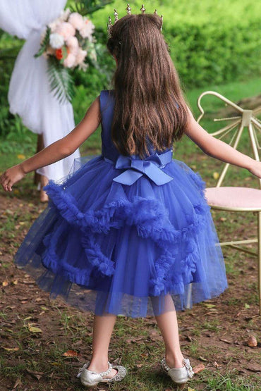 A-Line Scoop Neck Printed lace/Tulle Flower Girl Dresses With Cascading Ruffles 677572994905 - COCOMELODY