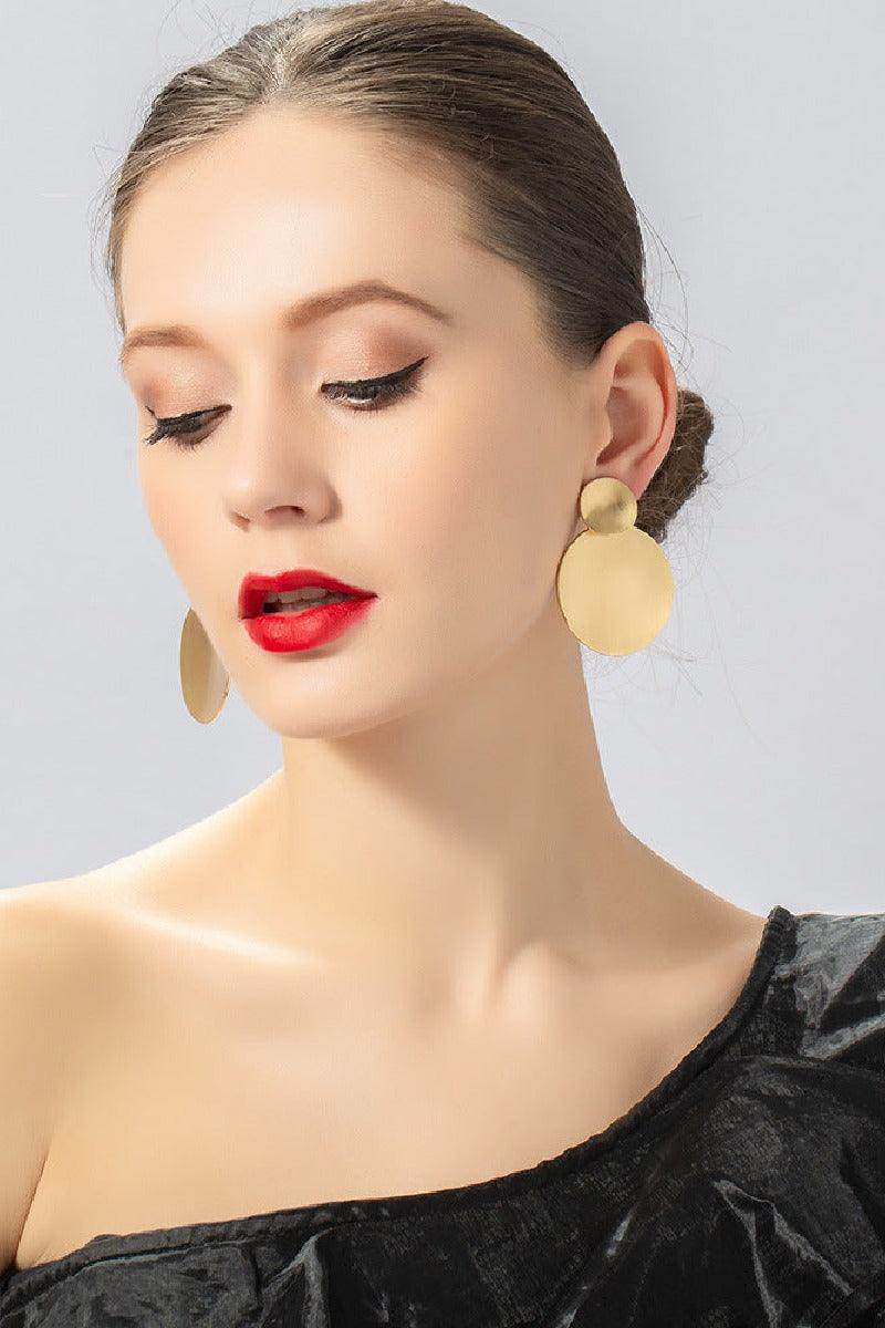 Fashion personality geometric brushed earclip medium long earrings 619305820647 - COCOMELODY