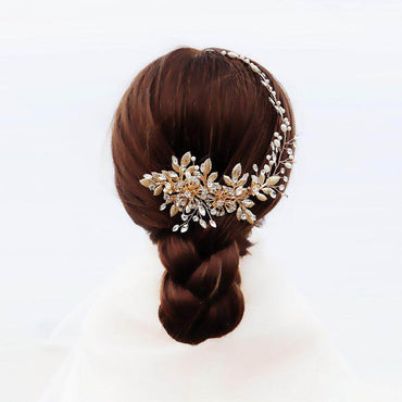 Hollow flower Pearl hair comb vintage gold hair comb 625233072059 - COCOMELODY