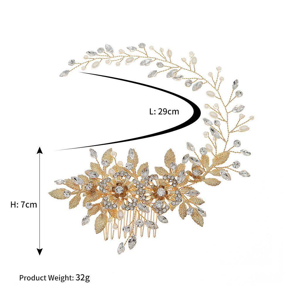 Hollow flower Pearl hair comb vintage gold hair comb 625233072059 - COCOMELODY