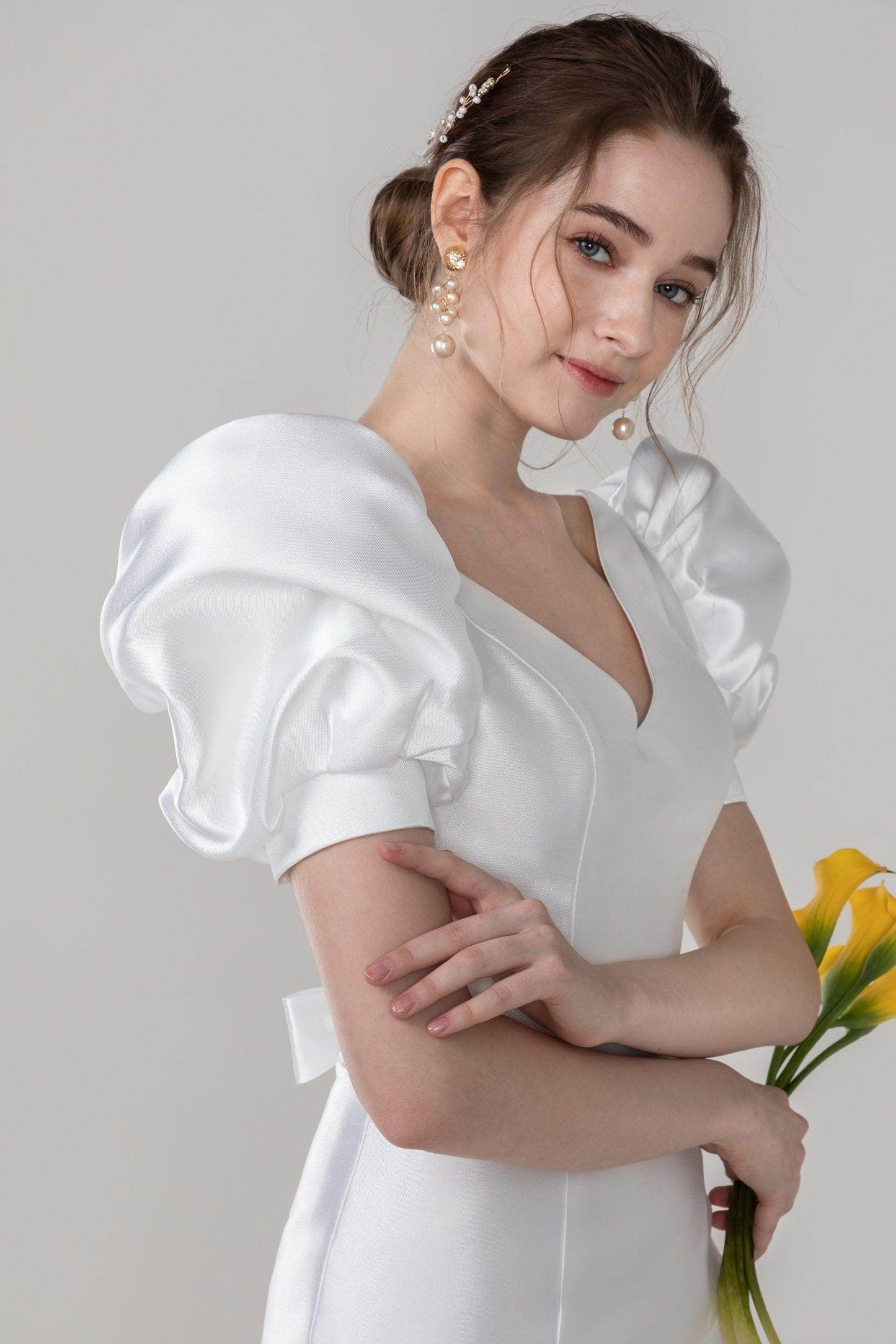 Trumpet-Mermaid Court Train Mikado Wedding Dress CW2523 - COCOMELODY