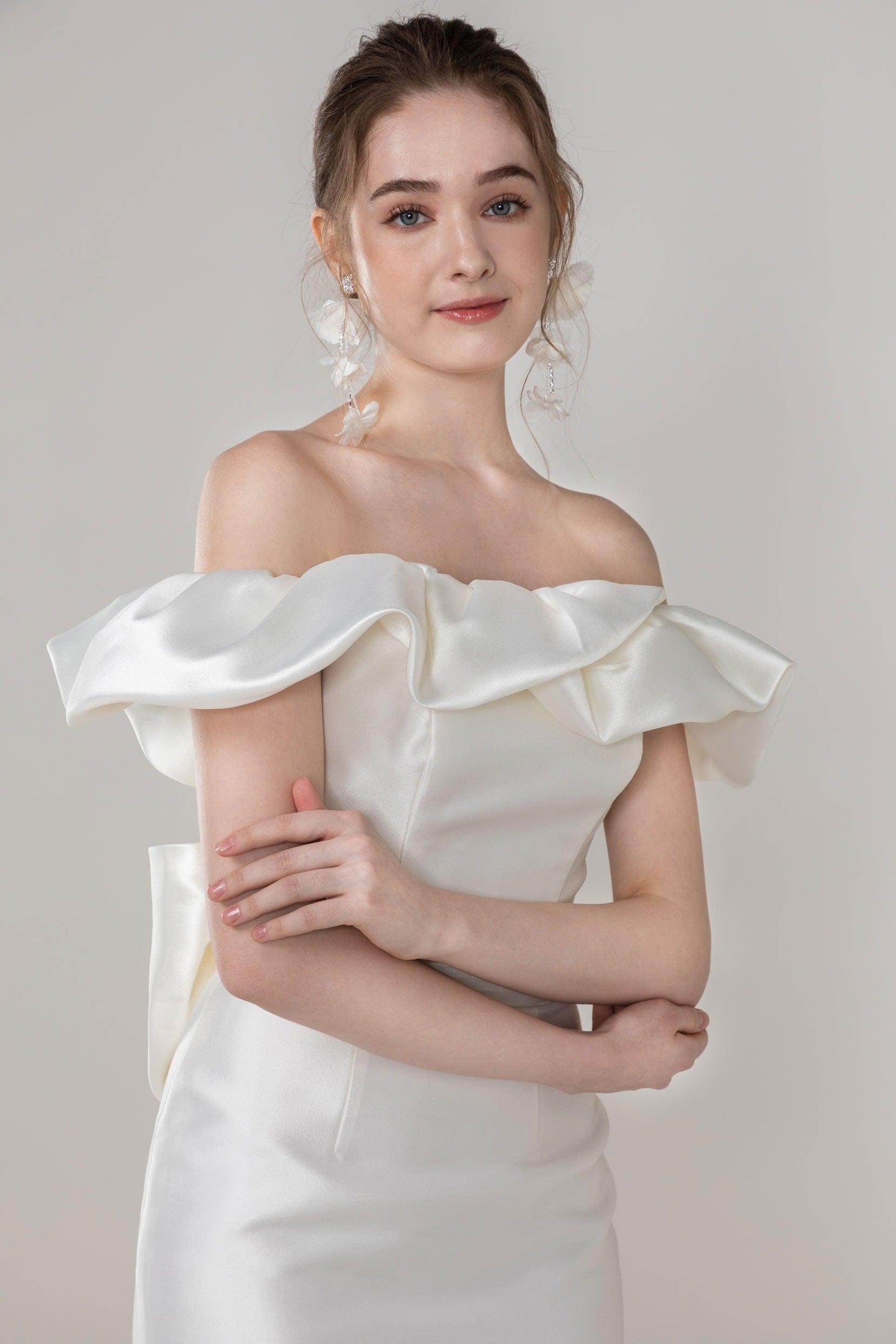 Trumpet-Mermaid Court Train Mikado Wedding Dress CW2522 - COCOMELODY