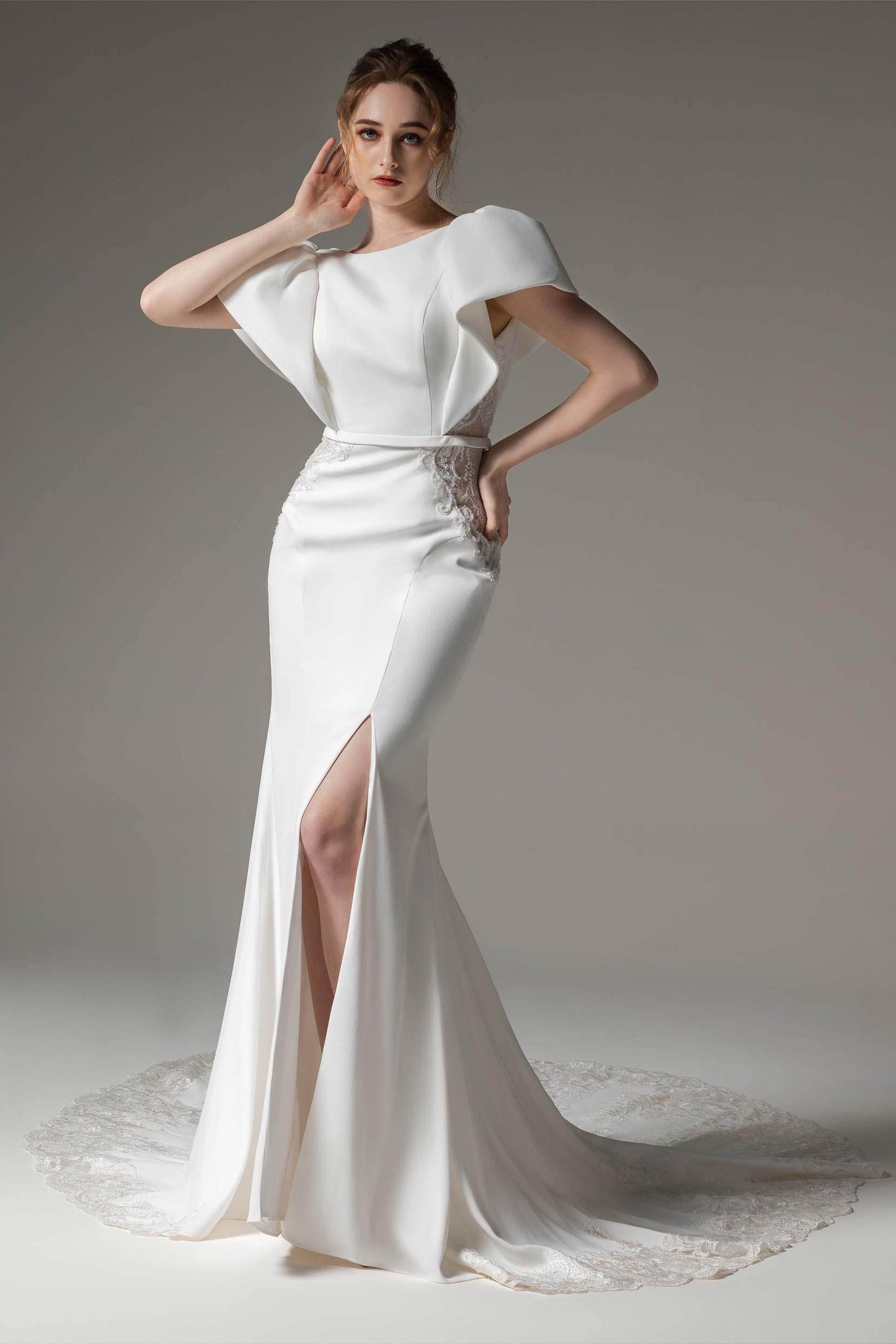 Trumpet-Mermaid Chapel Train Stretch Satin Wedding Dress CW2489 - COCOMELODY