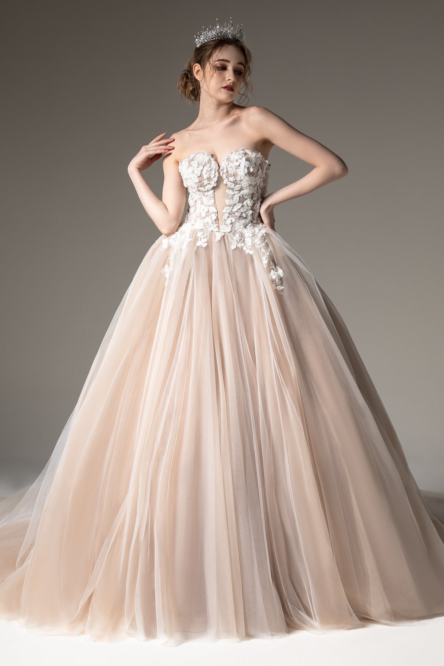 Ball Gown Chapel Train Tulle Wedding Dress CW2511