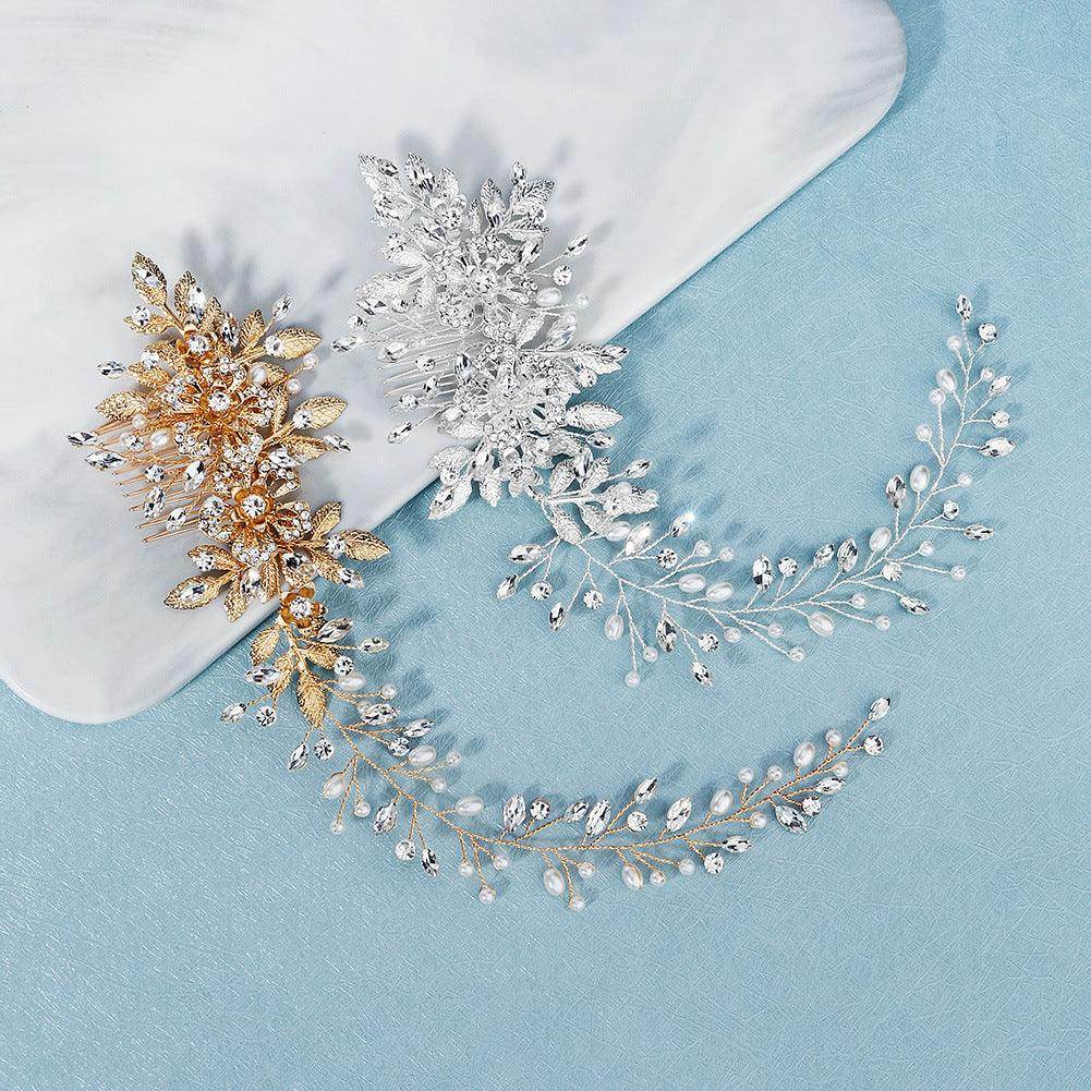 Hollow flower Pearl hair comb vintage gold hair comb 625233072059 - COCOMELODY