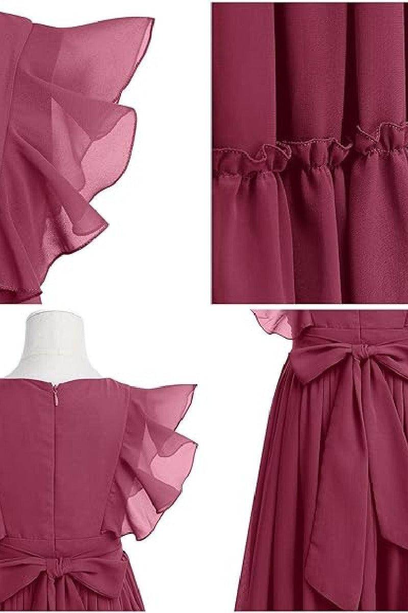 Ruffle Chiffon A-Line Junior Bridesmaid Gown B09JG8X785 - COCOMELODY