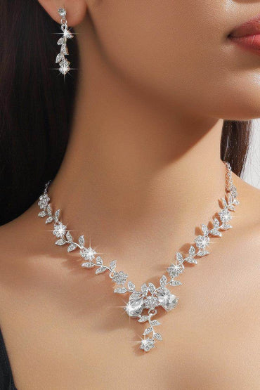 Alloy Rhinestone Necklace Earrings Jewelry 799625813629 - COCOMELODY