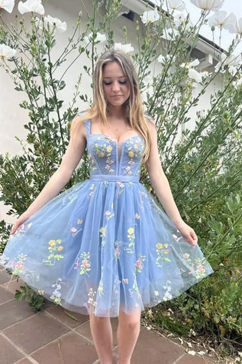 A-Line Mini Tulle Homecoming Dress 963403607667