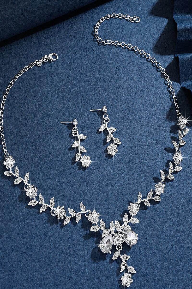Alloy Rhinestone Necklace Earrings Jewelry 799625813629 - COCOMELODY