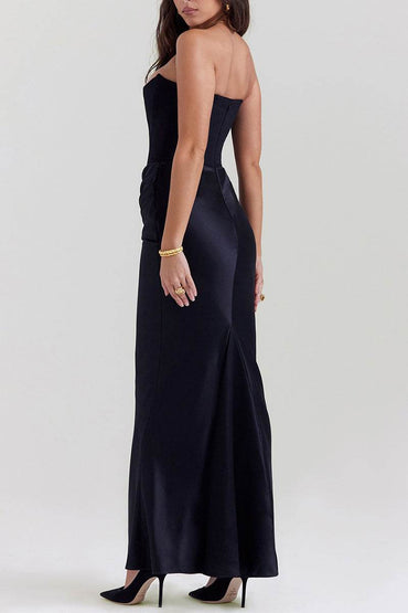 Sheath-Column Maxi Satin Dress 890654168879 - COCOMELODY