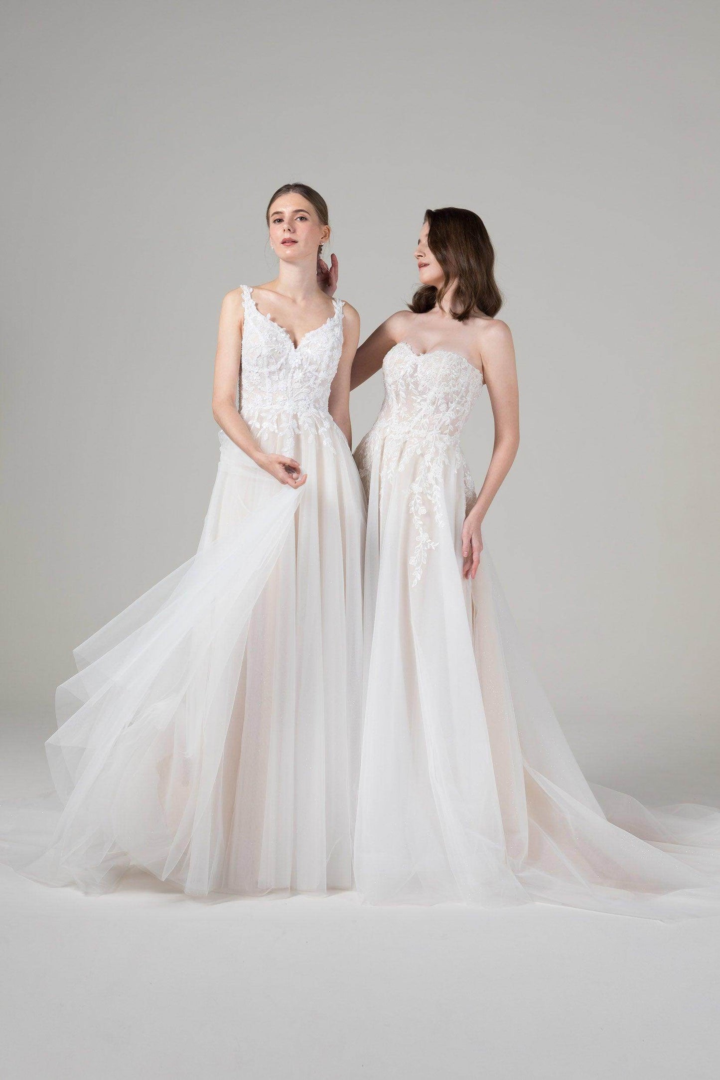 A-Line Court Train Tulle Lace Wedding Dress CW2585CR - COCOMELODY