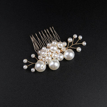 White Pearl Bridal Combs 5 PIeces 632498627705 - COCOMELODY