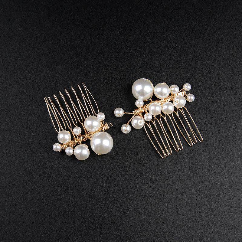 White Pearl Bridal Combs 5 PIeces 632498627705 - COCOMELODY