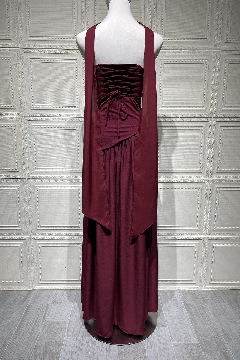 A-Line Maxi Knitted Fabric Dress 970800986791
