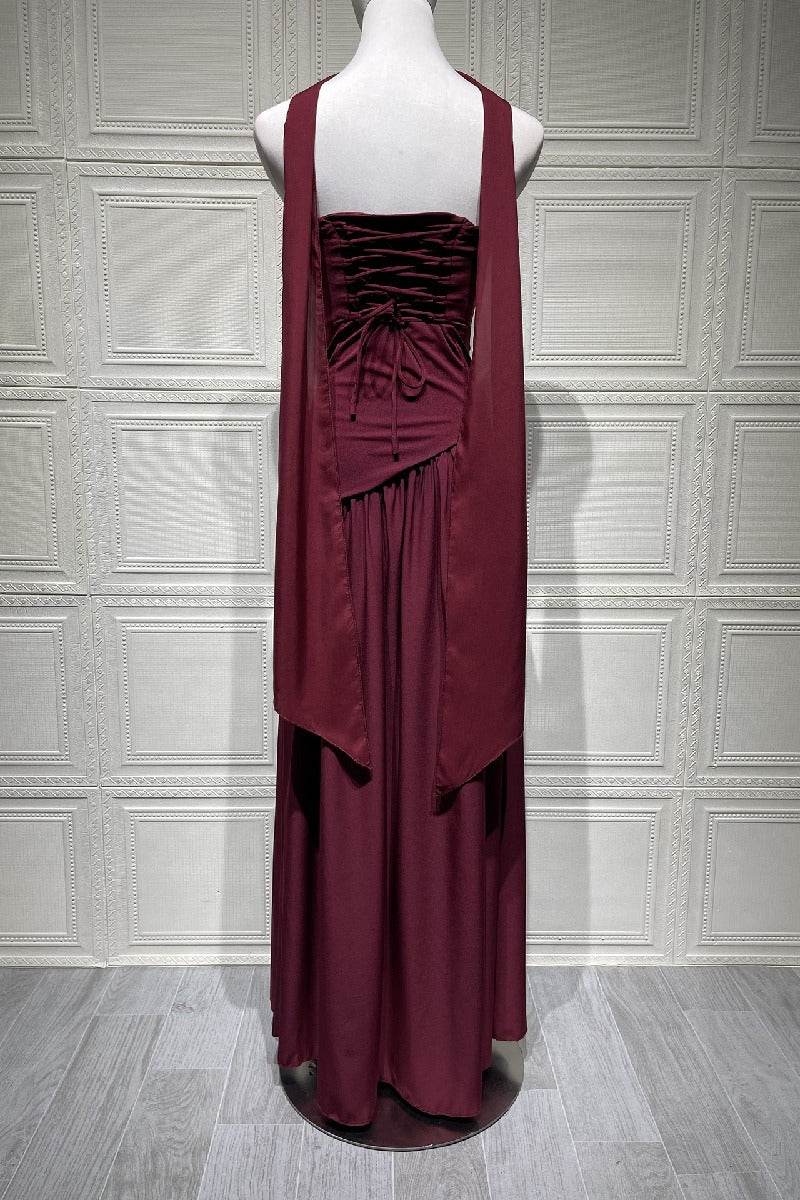 A-Line Maxi Knitted Fabric Dress 970800986791 - COCOMELODY