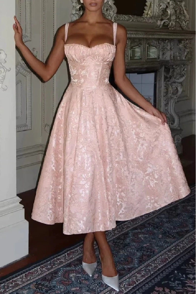 corset formal wedding guest dress Glamorous Pink Intricate Rhinestone Corset Ruched Tube Wedding Guest Evening Dress SS532