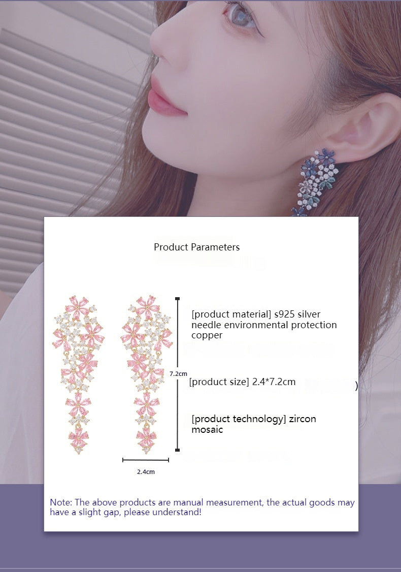 Colored zircon flower earrings 722044565739 - COCOMELODY