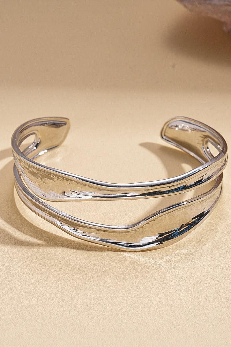 Minimalist Twisted Open Cuff Bracelet Gold Silver Two Tone Wrist Jewelry 1009948316291 - 7 Days / As Picture/Silver B - COCOMELODY