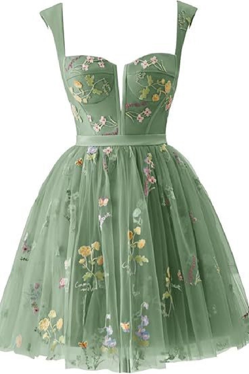 A-Line Mini Tulle Homecoming Dress 963403607667