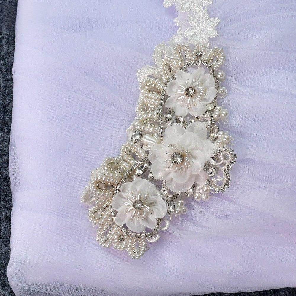 Wedding Cape Long Cape Three-Dimensional Flower Rhinestone 611038068318 - COCOMELODY