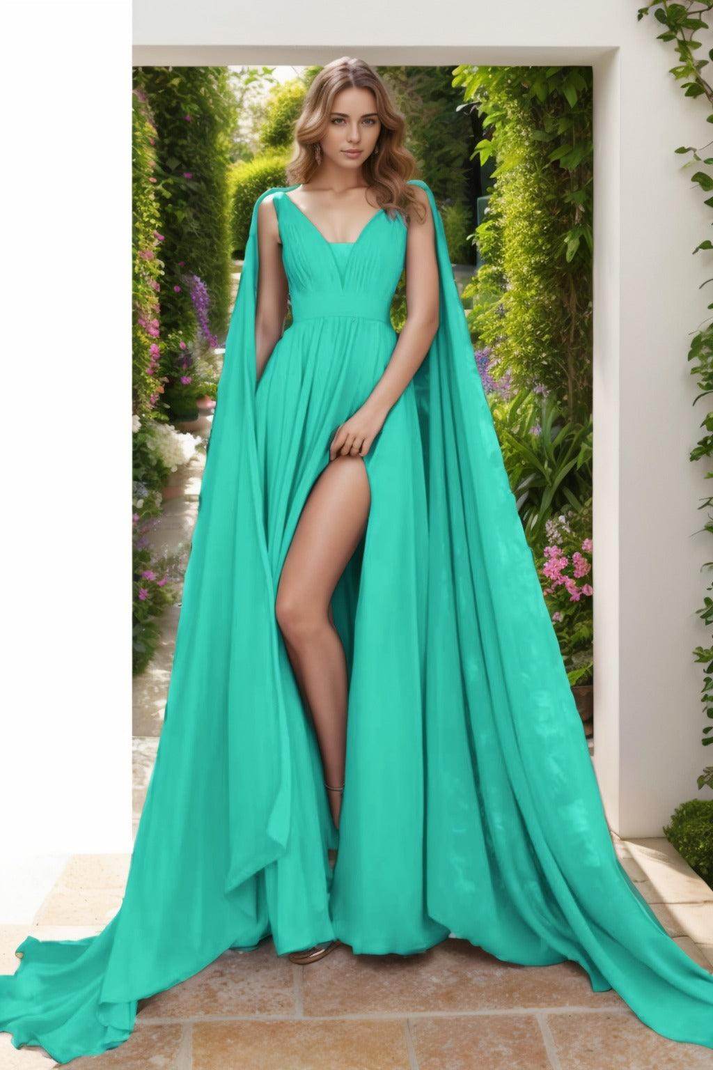 A-Line Floor Length Chiffon Prom Dress CS0454 - COCOMELODY