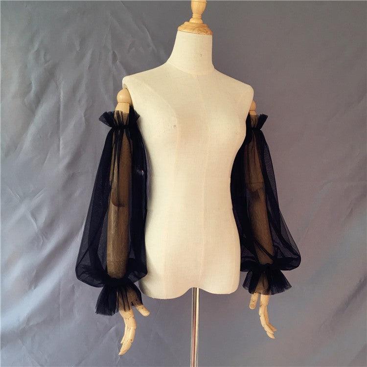 Ruffled black elastic sleeves 583122974681 - COCOMELODY