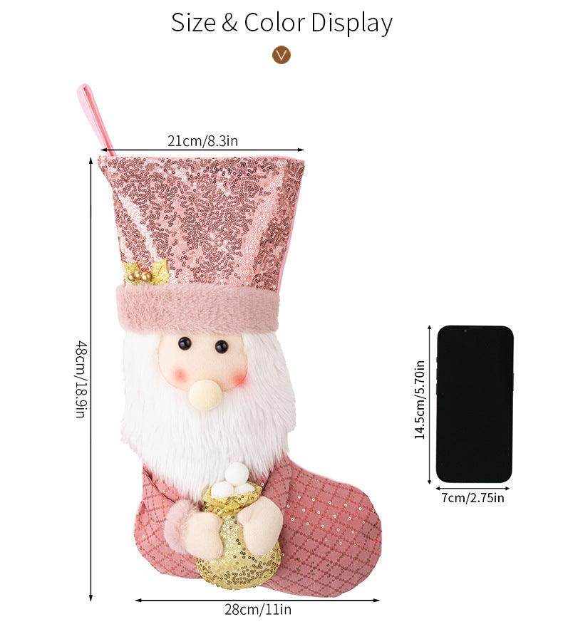 Christmas decorations European pink sequin gift socks 837007874031 - COCOMELODY