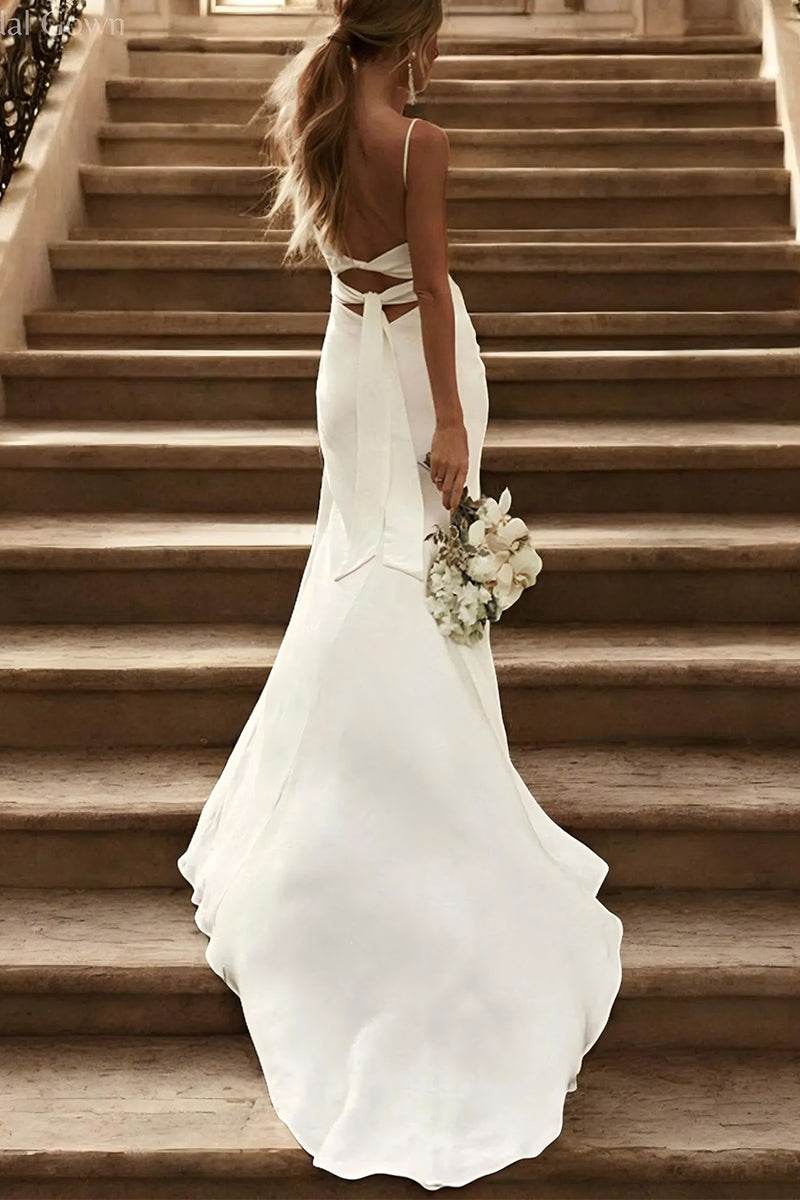 Sheath-Column Sweep-Brush Train Chiffon Little White Dress 100038 - COCOMELODY