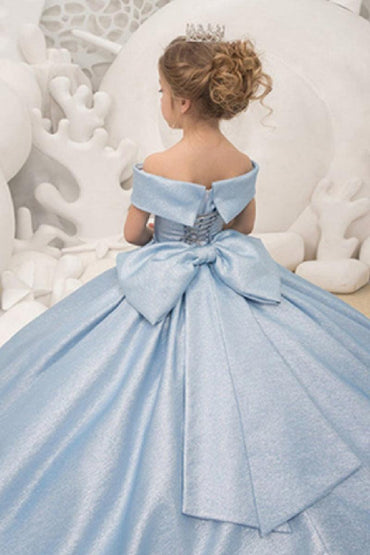 Off The Shoulder Floor Length A-Line Bow Flower Girl Dresses 668969870914 - 10 Days / As Picture / 2 - COCOMELODY