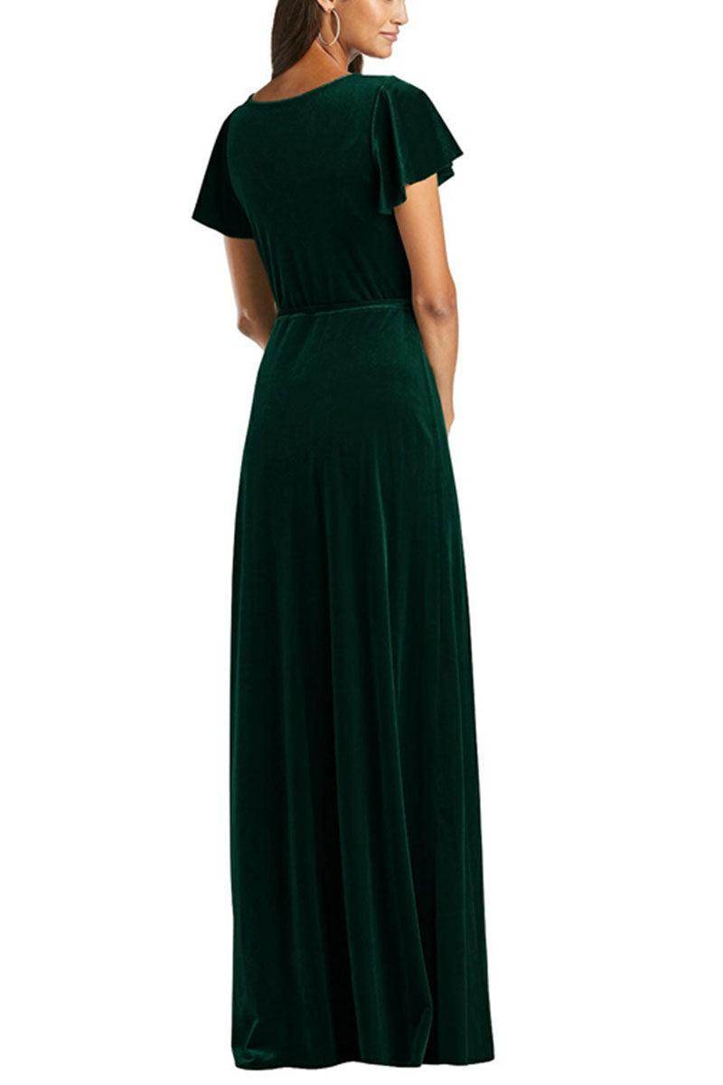 A-Line Maxi Velvet Bridesmaid Dress 632358899575 - COCOMELODY