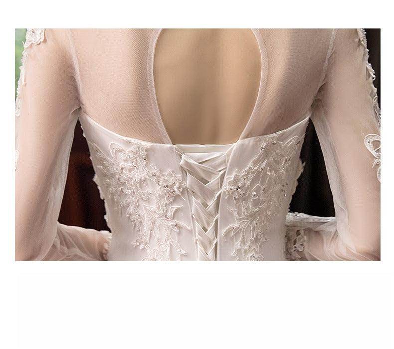 Trumpet-Mermaid Sweep-Brush Train Lace Tulle Wedding Dress 605503223960 - COCOMELODY