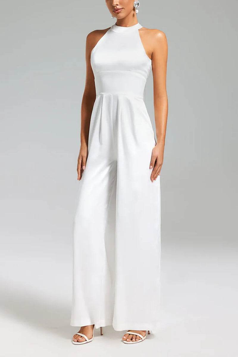 Halter Floor Length Chiffon Wedding Jumpsuit 857509518185 - COCOMELODY