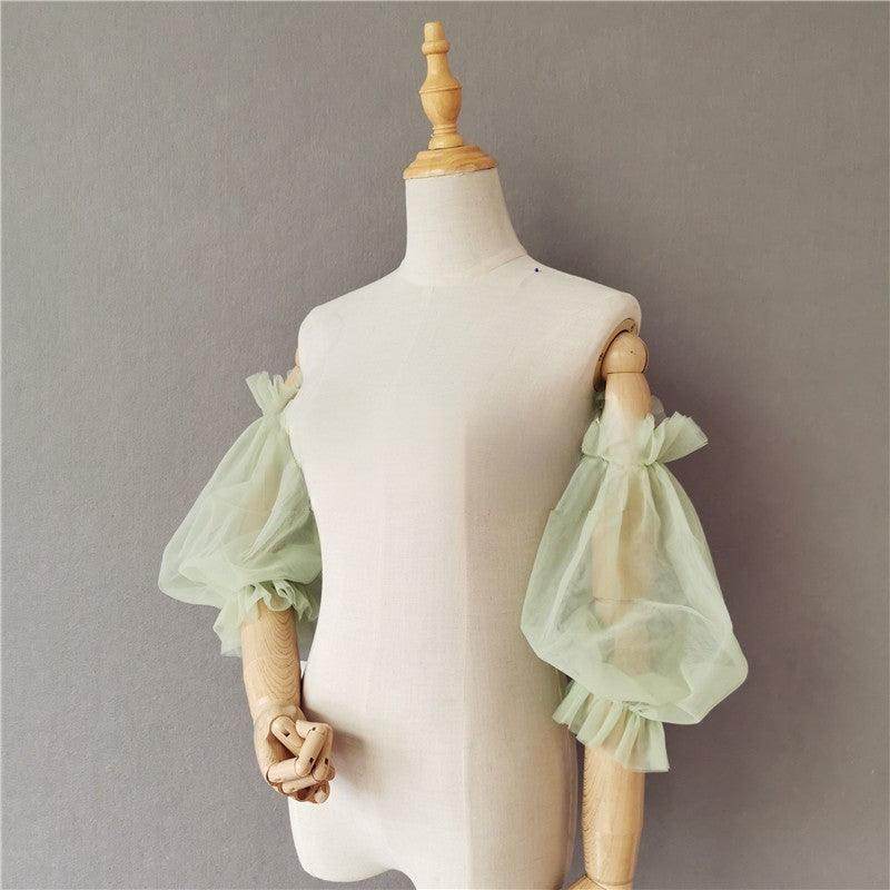 Avocado Green wedding Accessories Summer Sun Protection Sleeve Soft yarn ruffled puffy sleeve Lantern sleeve all matching sleeves 648016981269 - COCOMELODY