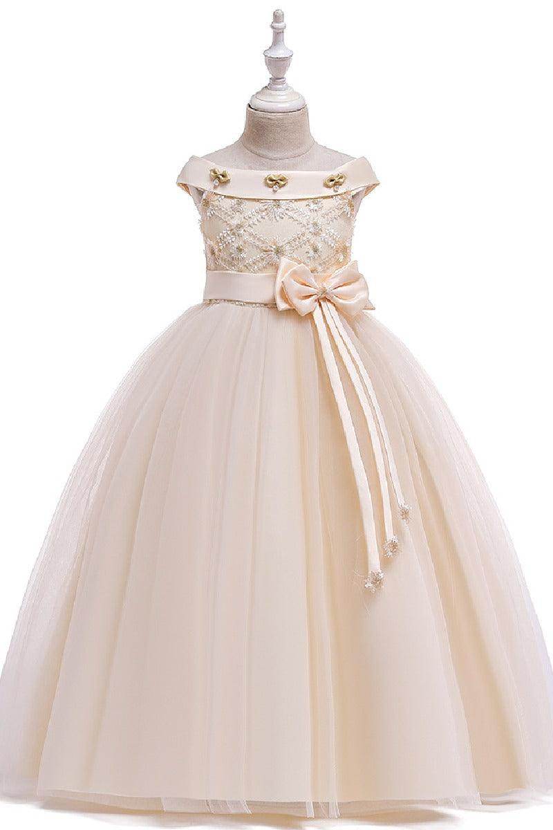 Ball-Gown/Princess Off the Shoulder Tulle Floor-length Flower Girl Dresses 598054757127 - COCOMELODY