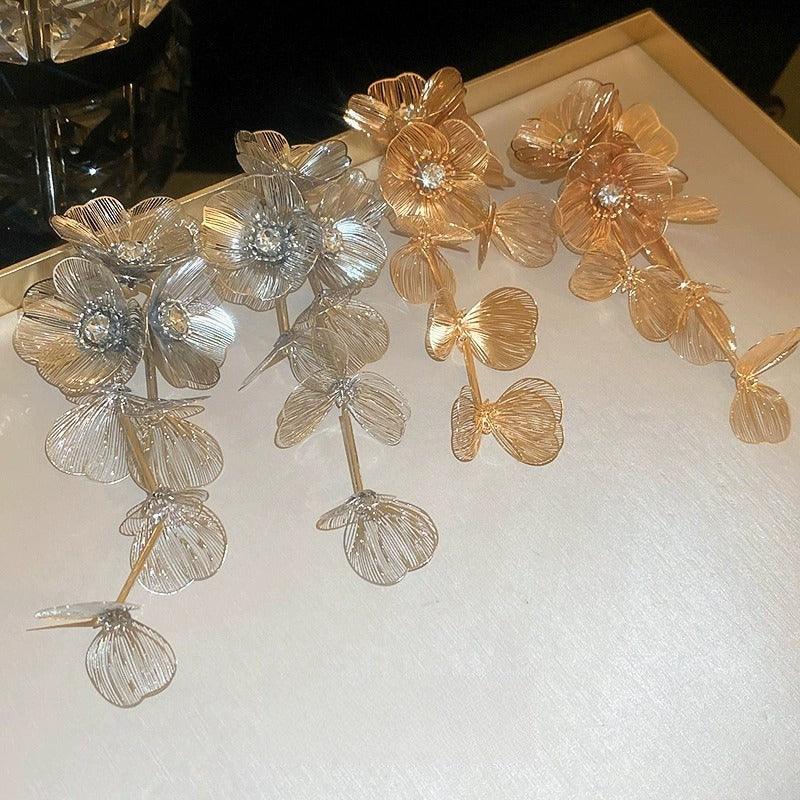 Floral tassel earrings Heavy metal long earrings Fashion earrings 726743719985 - COCOMELODY