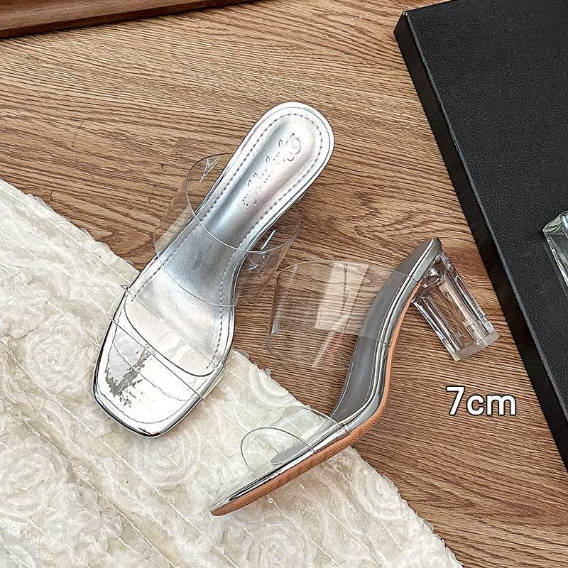 Chunky-heeled transparent sandals 718875447541 - COCOMELODY