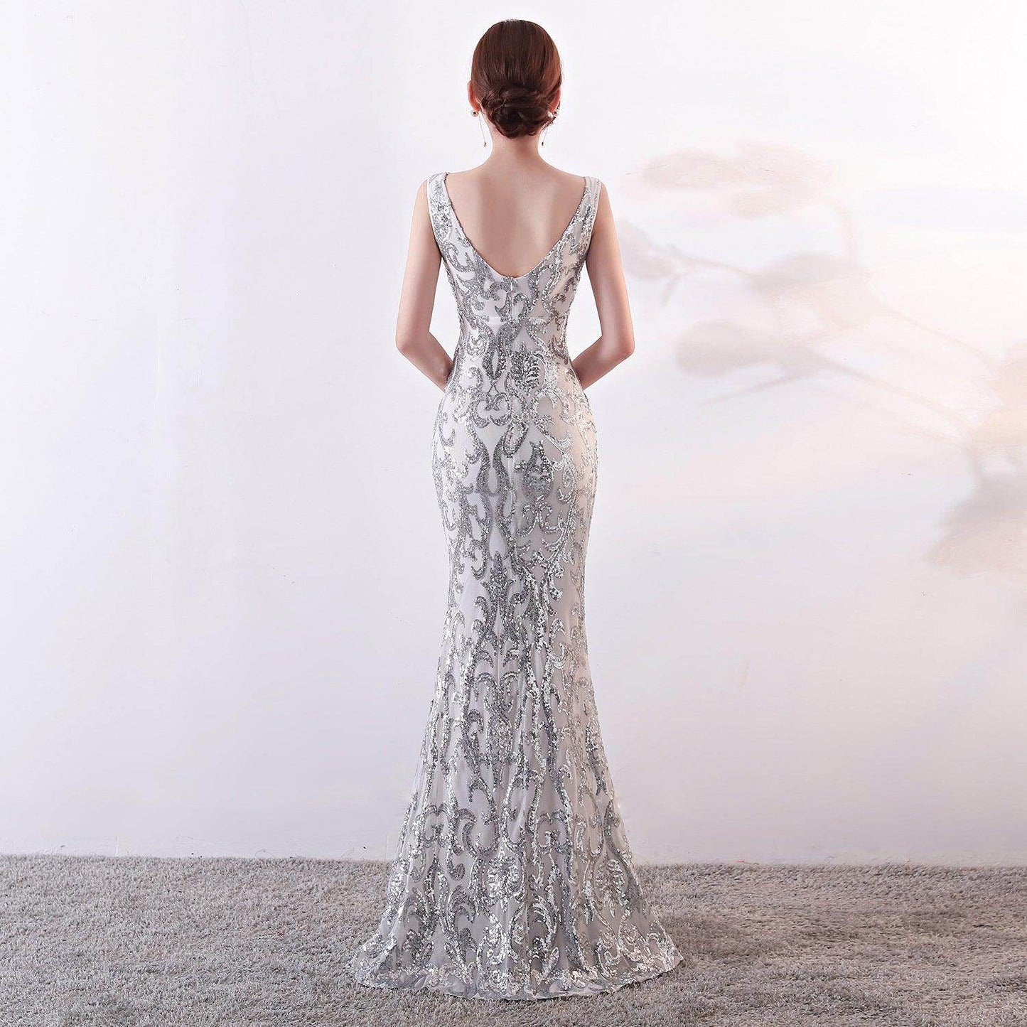 Trumpet-Mermaid Floor Length Sequins Dress 682171341454 - COCOMELODY