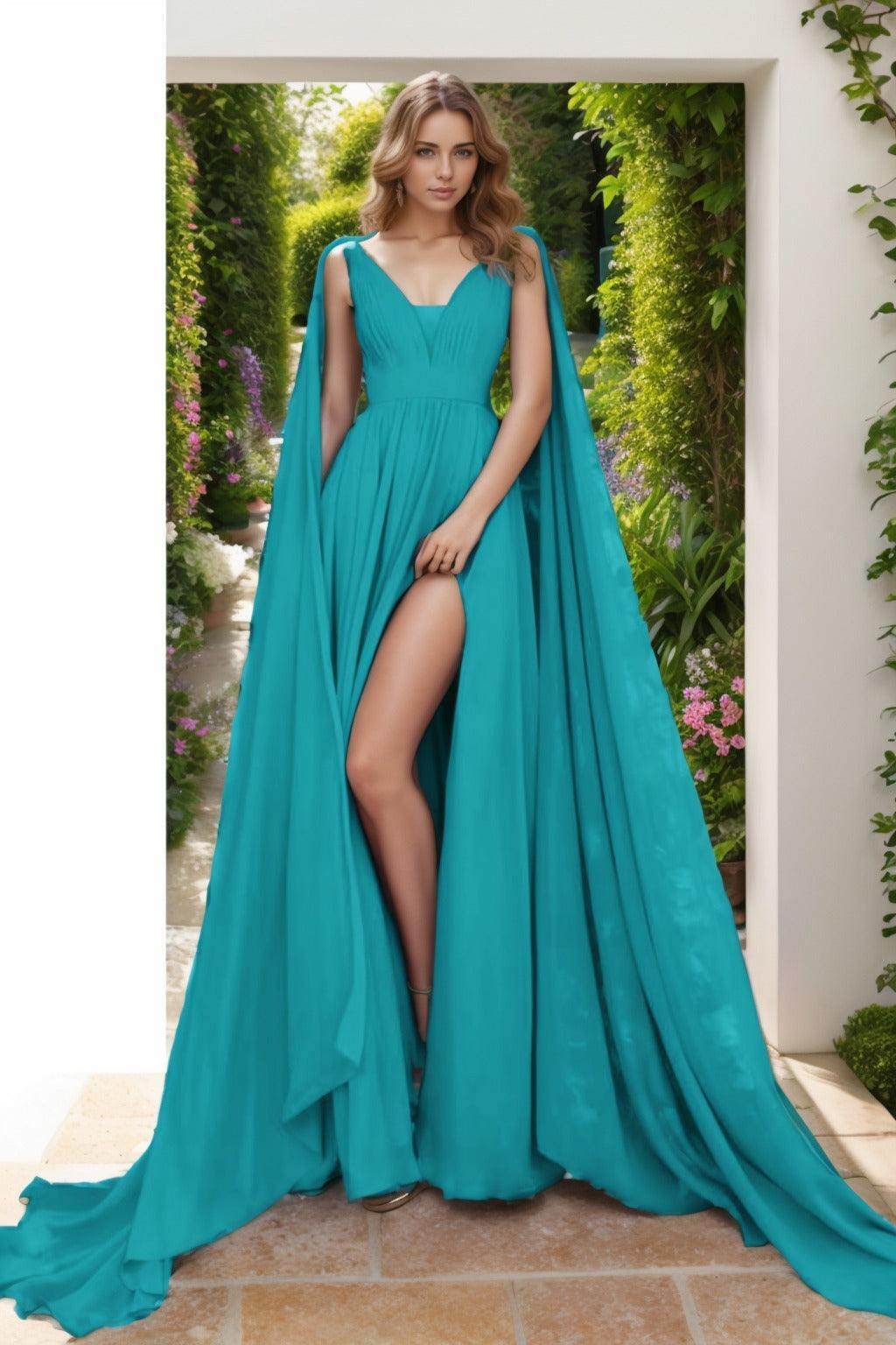A-Line Floor Length Chiffon Prom Dress CS0454 - COCOMELODY