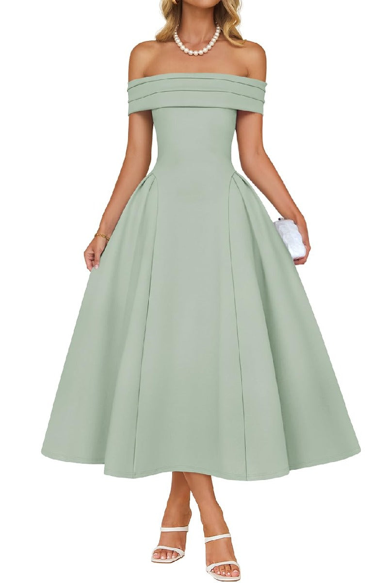 A-Line Tea Length Satin Formal Wedding Guest Dresses B0DS8NJRR3