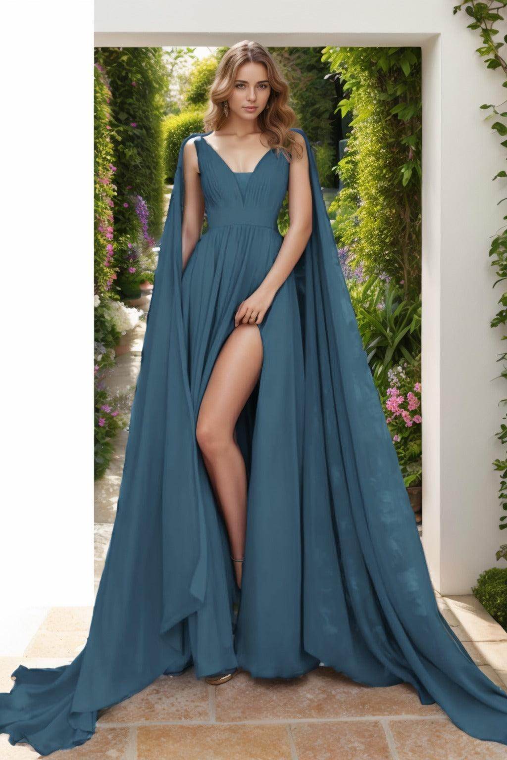 A-Line Floor Length Chiffon Prom Dress CS0454 - COCOMELODY