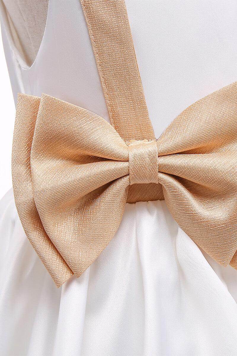 A-Line Mini Satin Flower Girl Dress 682558338968 - COCOMELODY