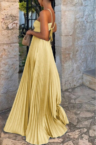 A-Line Floor Length Silk-Like Wedding Guest Dress 899021324958 - 10 Days / Yellow / S - COCOMELODY
