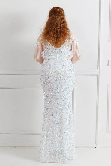 Sheath-column floor length sequined dress 647192266545 - COCOMELODY