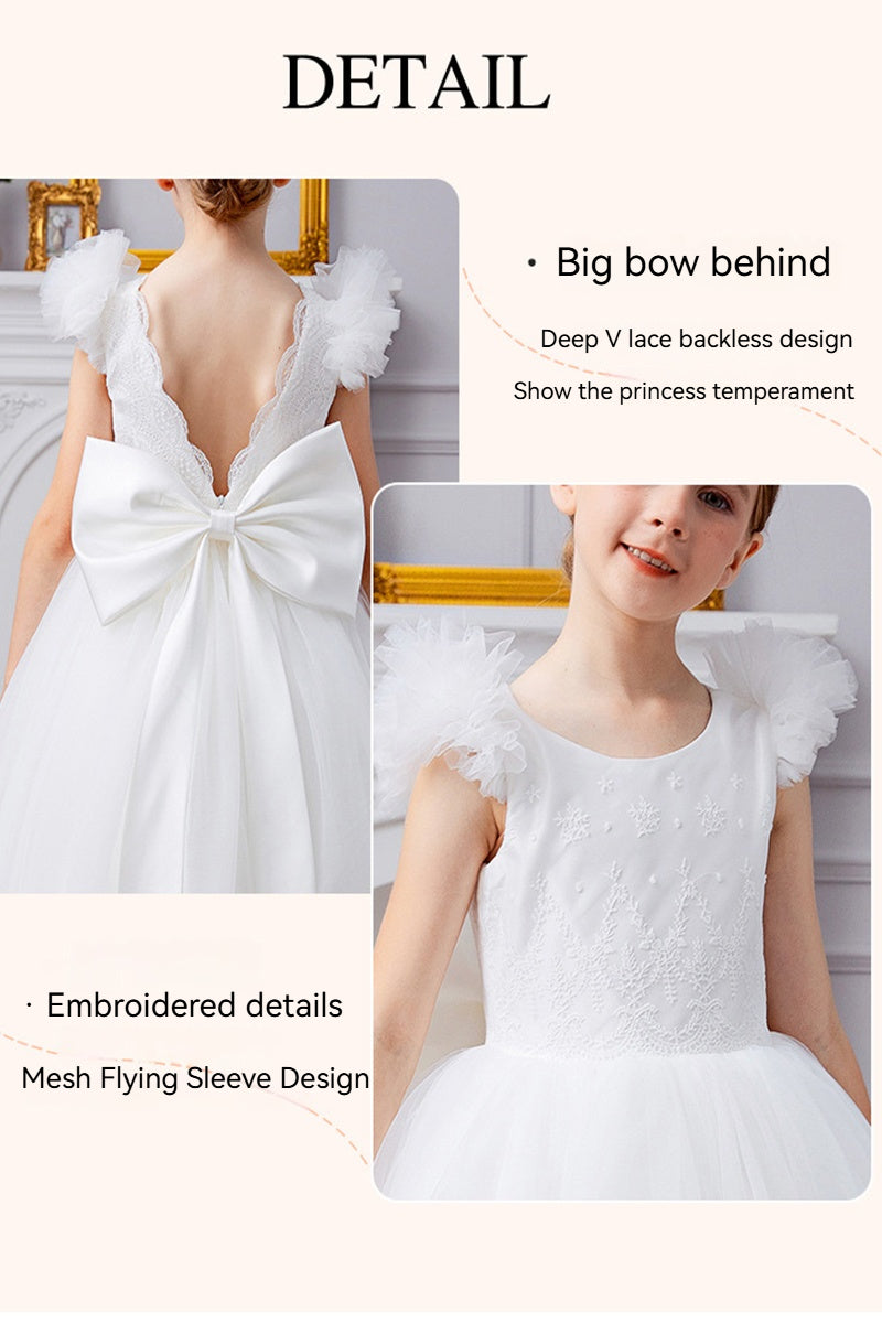 A-Line Scoop Neck Sleeveless Maxi Tulle Flower Girl Dresses 836516933500 - COCOMELODY