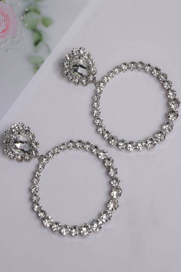 Shining Rhinestone Hoop Earrings 666472917150 - COCOMELODY