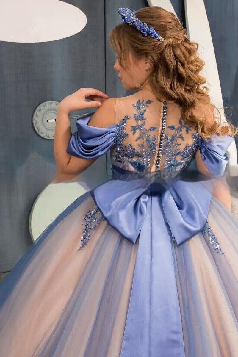 Illusion Off The Shoulder Tulle Puff Cuff Flower Girl Dresses 745558231696 - 10 Days / As Picture / 2 - COCOMELODY